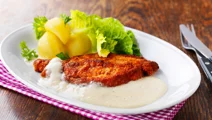 Skinkschnitzel med ostsås
