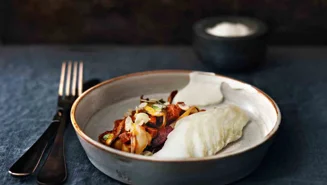 Rimmad torsk med kikärter och mandel