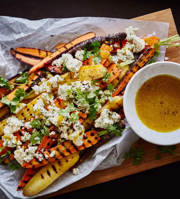 Carottes grillées au fromage bleu