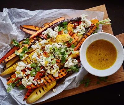 Grilled carrots with Traditional Danish Blue