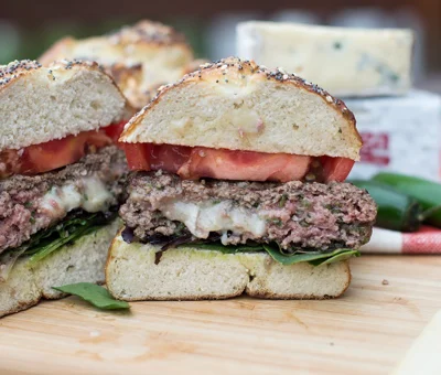 Spicy Blue Brie stuffed burger