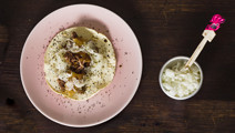 Taco med confiterad lammbog och lakritspicklad fänkål
