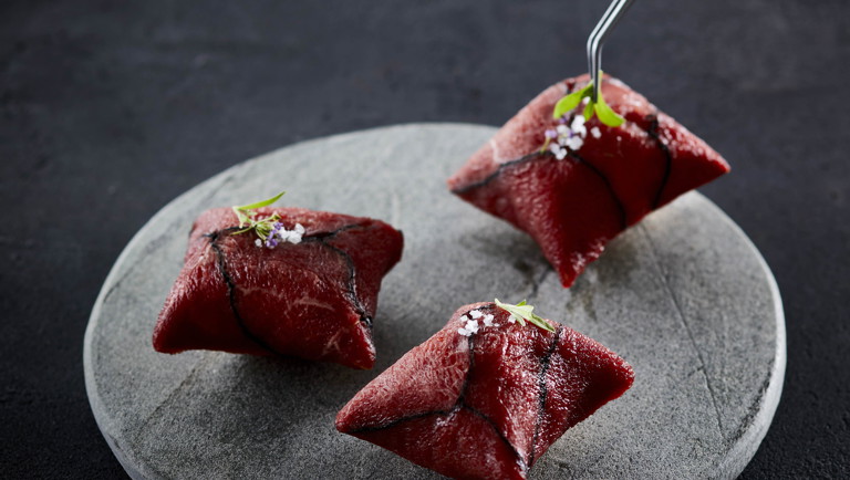 Puffed krondyrcarpaccio med ostecreme