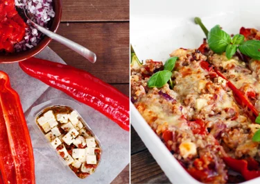 Cheese-stuffed red peppers
