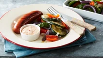 Chorizo med ugnsstekta grönsaker