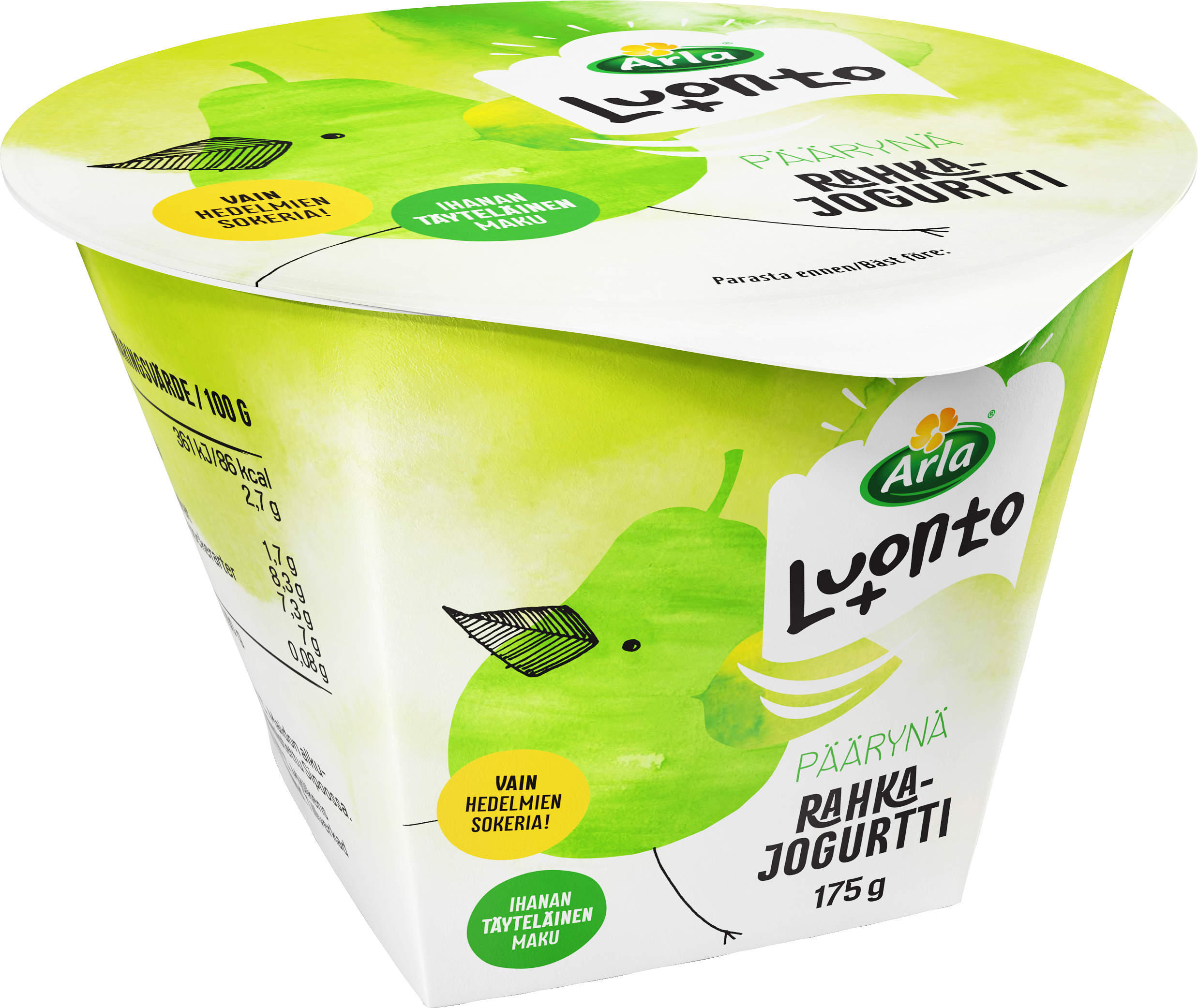 Arla Luonto+ päärynärahkajogurtti 175g laktoositon