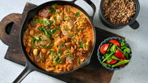 Fläskfilegryta med champinjoner