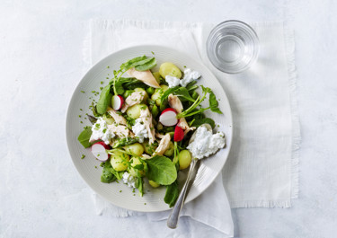 Kartoffelsalat med røget kylling