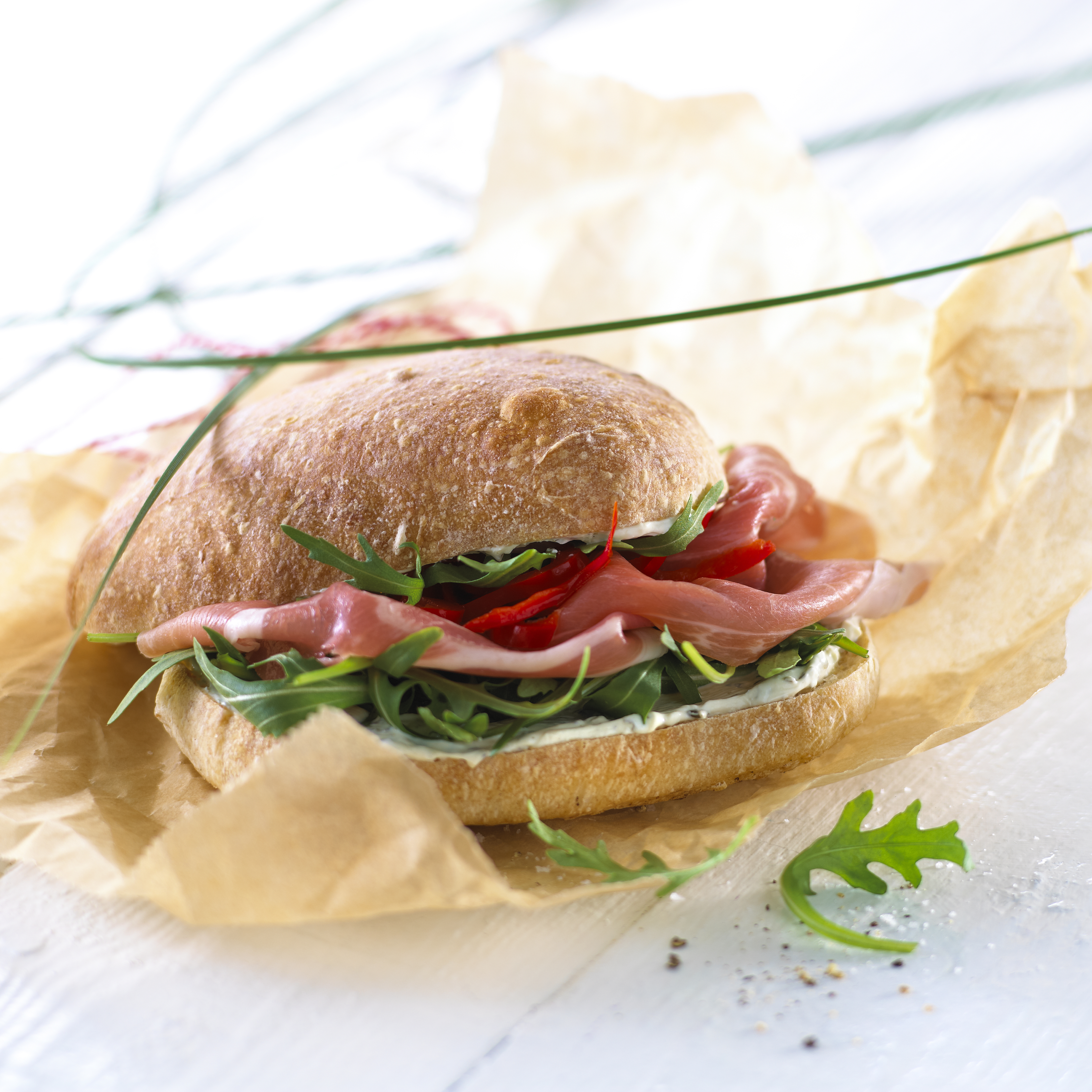 Rucola-sandwich med parma