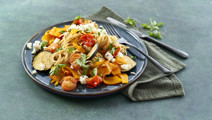 Spaghetti med grillede grøntsager