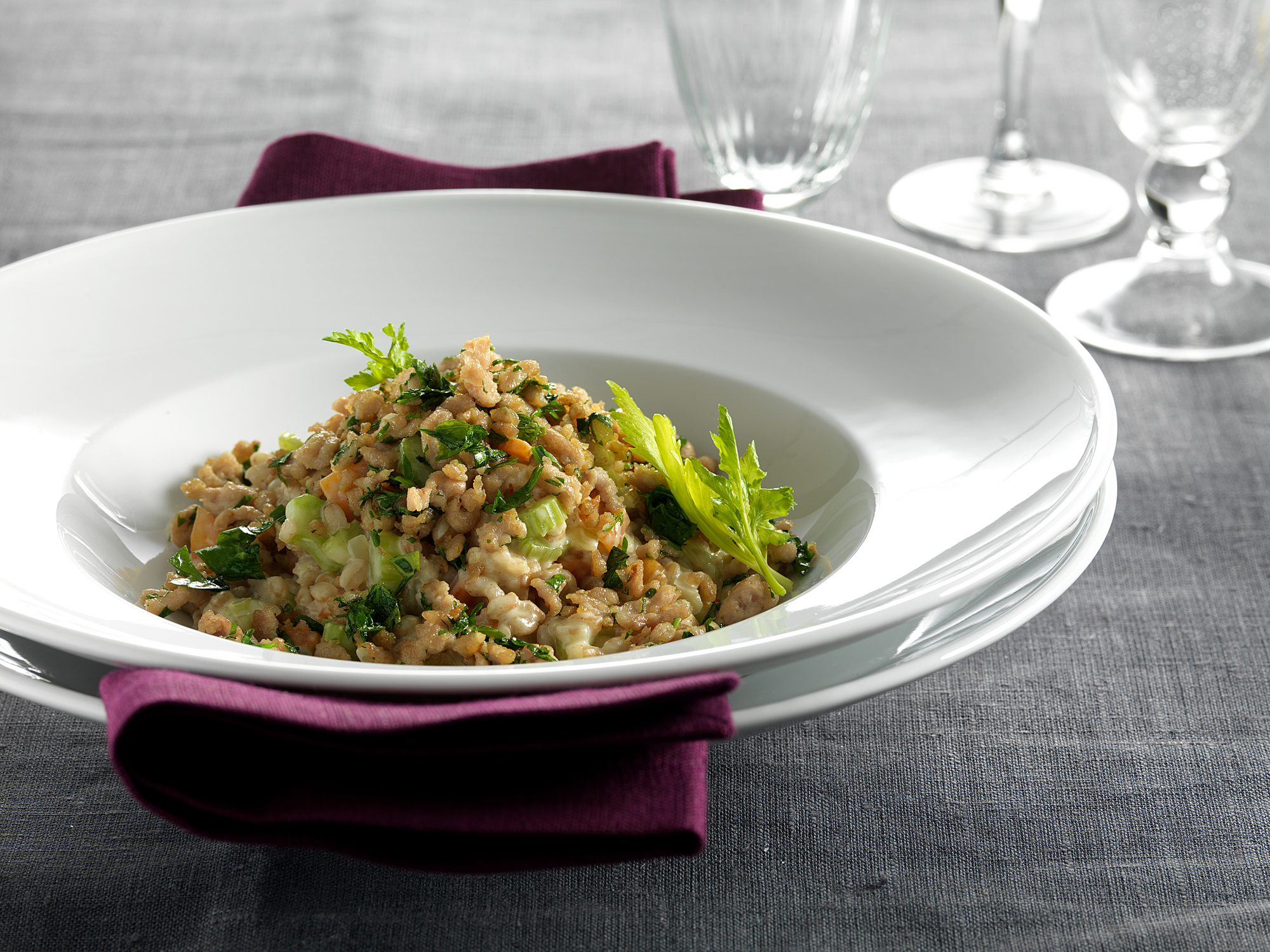 Perlespelt med grøntsager